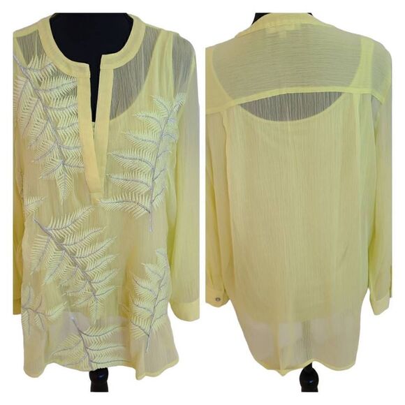 Joan Vass Womens Two Piece Embroidered Tunic and Tank Top Size L - Picture 1 of 12